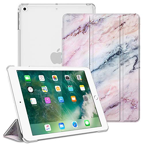 FINTIE Case for iPad 9.7 2018/2017, iPad Air 2, iPad Air - Lightweight Slim Shell Cover with Translucent Frosted Back Protector, Auto Wake/Sleep for iPad 6th / 5th Gen, iPad Air 1/2, Marble Pink