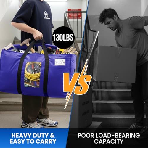 Image of TAILI 10 Pack Dark Blue Extra Large Moving Bags, Heavy Duty Totes with Visible Window, Wrap Around Handles, Great for Space-Saving