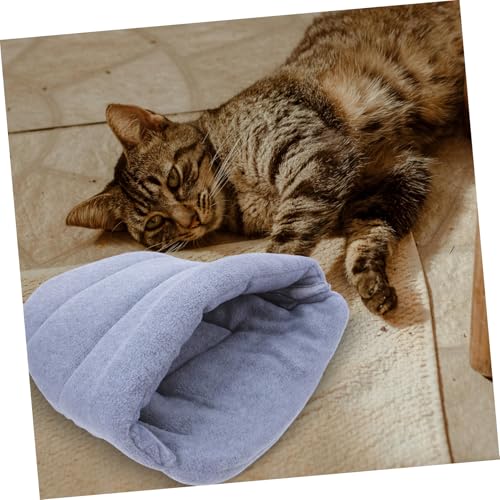 Supvox Haustierbett kleines Katzenbett Katzenschlafsack warmes Hundenest kleines Tierbett Katzen Wärmebett Kissen für Haustiere Hundehüttenbett Katzenhöhle Schlafsack Plüsch Hellgrau
