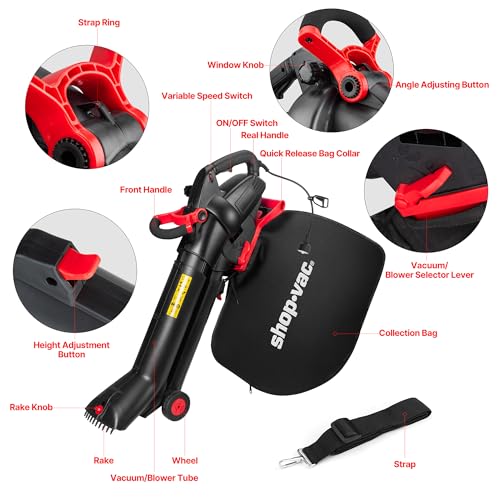 Image of Shop-Vac 3 in 1 Electric Leaf Blower, Vacuum & Mulcher for Lawn Care