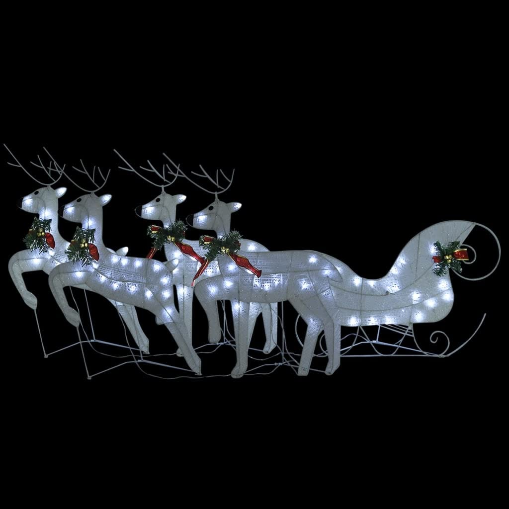 led lichterkette mini,deko lichterkette,lichterkette mit klammern für fotos,Rentier mit Schlitten Weihnachtsdekoration 100LEDs Outdoor WeißGeeignet für Patio, Schlafzimmer, Wohnzimmer, Weihnachten