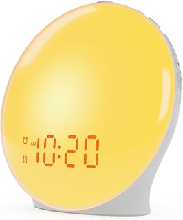 JALL Wake Up Light Sunrise Alarm Clock for Kids & Heavy Sleepers - Dual Alarms, FM Radio, 7 Colors, Natural Sounds, Snooze