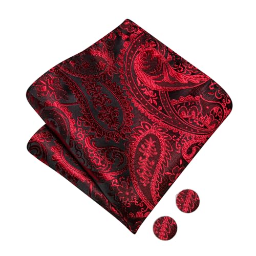 Image of Hi-Tie Bow Ties for Men Pre-Tied Pocket Square with Cufflinks Mens Bowtie Sets for Wedding Formal Party
