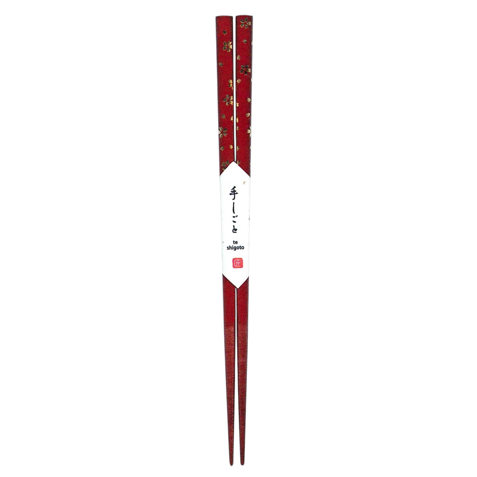 Tanaka Chopsticks Genuine Lacquer Gold Mai Vermilion Wood 8.3in Made in Japan