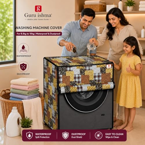 Image of Front Load Fully Automatic Washing Machine Cover for 8.5kg to 10kg | Waterproof & Dustproof Polyester Cover with Zip Closure | Suitable with Samsung, IFB, LG, Bosch & More (67 x 67 x 87 cm)