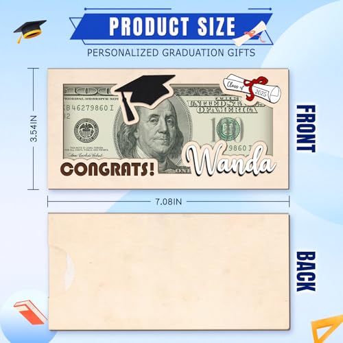 Graduation Money Holder 2025 Personalized Graduation Gifts Engraved Name Money Holder, Wooden Card Box Cash Holder Envelope, Graduation Decorations for Him Her4