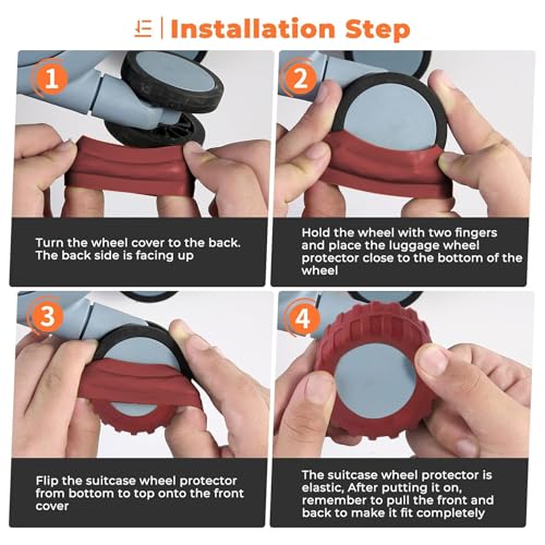 Silicone Luggage Wheel Covers, 8 Pcs Carry On Suitcase Wheel Protectors, Noise Resistant Anti Wear Protective Covers for Spinner Wheels (Grey)2