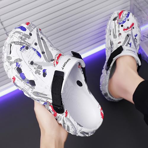 Image of FLIOZY Men's Camouflage Garden Clogs Comfortable Non-Slip Beach & Pool Mules, Lightweight Athletic Outdoor Sandals with Adjustable Back Strap