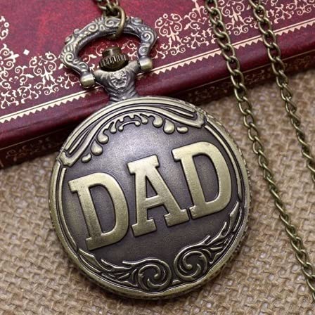 Image of AUGEN Pocket Watch Metal Keychain Dad Retro Vintage for Gifting With Key Ring Anti-Rust (Pack Of 1)