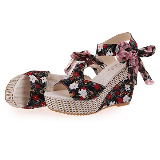 ZARLLE Zapatos De Mujer Shake Sandalias De Verano De Moda Floral Zapatos De TacóN Bajo Grueso Sandalias Casuales Sandalias De TacóN Bajo Zapatillas De Plataforma De Tobillo (37, Negro)