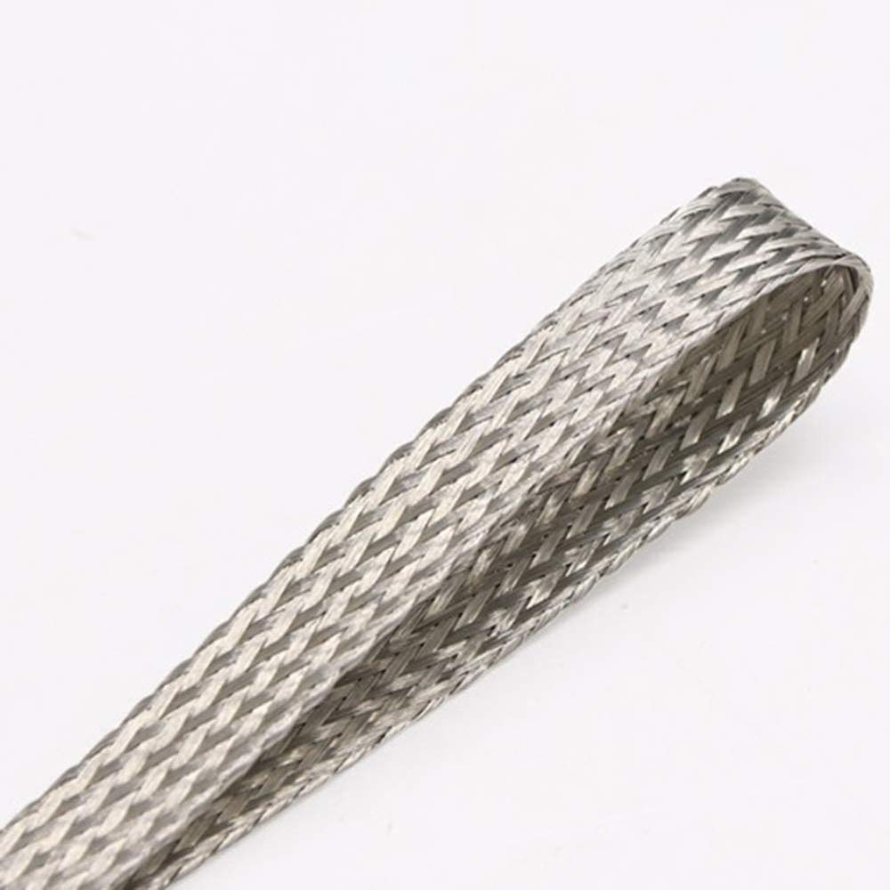 Tinned Copper Braid, Tinned Copper Metal Braid, Anti-Oxidation Grounding Wire, Length: 5 M,5# 18x1.4mm