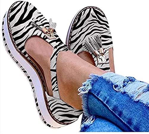 Sandales plate-forme en cuir pour femme avec franges et bout fermé pour l'été