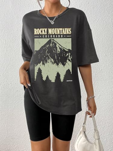 Image of Jawdrobe Women's Graphic Printed T-Shirt Soft Cotton Blend Tee for Everyday Style | Oversized Fit Half Sleeve Printed Round Neck T-Shirt for Women