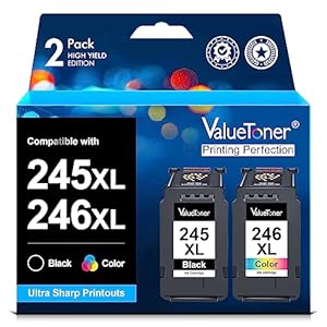 Valuetoner Cartucho de tinta de repuesto 245XL para Canon 245XL 246XL Combo Pack PG-245XL CL-246XL para impresora Pixma TR4520 TR4527 MG2522 MG2520 MX490 MX492 TS202 TS302 TS3320 MG2920 (negro, color)