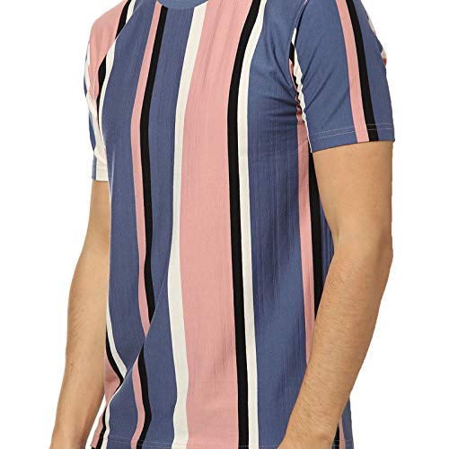 Image of CAHOOT Men's Blue and Mint Ombre Henley Neck Short Sleeve Regular Fit T Shirt for Regular Wear