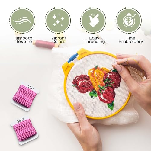 Image of Embroidery Floss Kit and Refills - Cotton Threads - DMC Color Coding for Cross Stitch, String Crafts, Friendship Bracelets