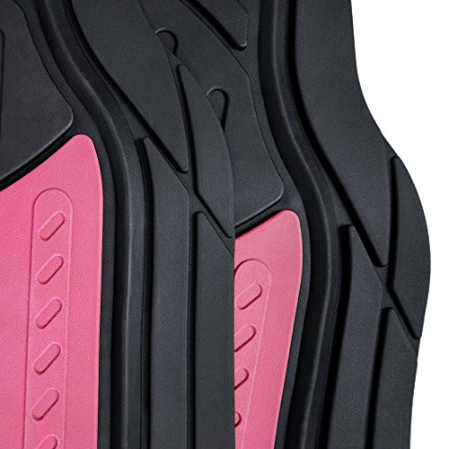 Image of FH Group Automotive Floor Mats - Heavy-Duty Monster Eye Rubber for Cars, Universal Fit Full Set, Climaproof Mats, Trimmable Most Sedan, SUV, Truck Pink