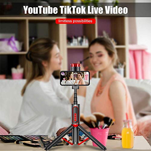 All in One Selfie Stick & Tripod,Extendable Non Skid Tripod Stand with Detachable Bluetooth Remote,Lightweight,Adjustable Heavy Duty Aluminum Tripod for iPhone, Android Phone