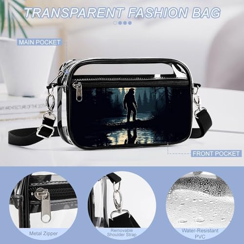Bigfoot Moonlight Reflection Women's Clear Crossbody Purse Bag Transparent Bags Pocket for Concerts Sports Festivals4