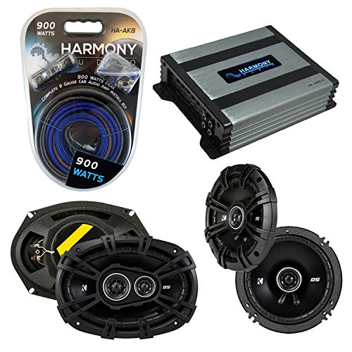 Harmony Audio Bundle with Kicker 43DSC6504 43DSC69304 Speaker Replacement & Harmony HA-A400.4 Amp Compatible with Oldsmobile Aurora 2001-2003