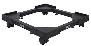 Lepose Washing Machine Stand, Adjustable 24 Wheeled Stand/Trolley, Washing Machine Stand top Load 6.5 kg, Front/Top Loading Washing Machines/Dishwashers/Refrigerators (Plastic & Metal, Black)