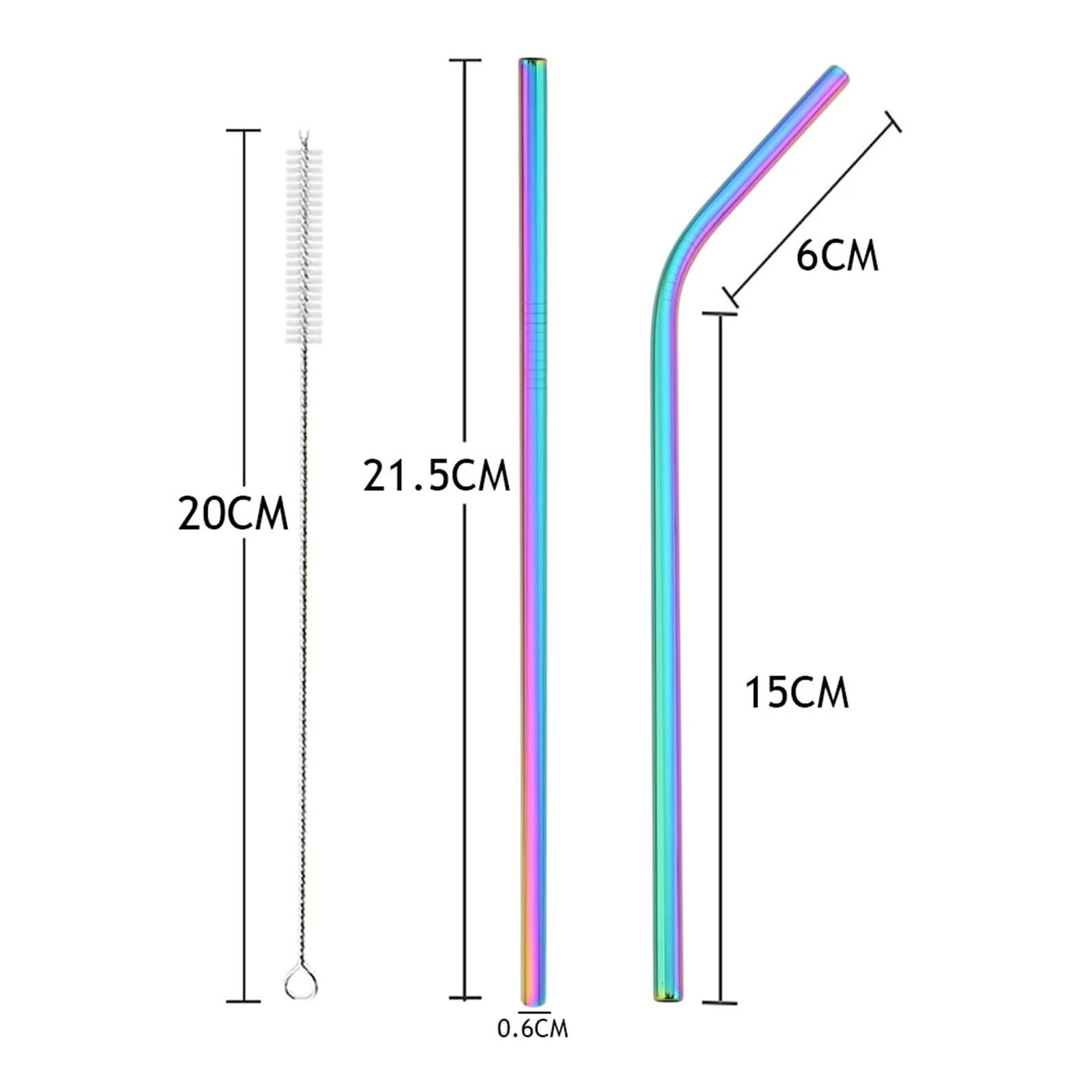 Strohhalme 20-teiliges Set wiederverwendbarer Trinkhalme aus Edelstahl 304 – ideal for Partys, Saftbars und mehr für Smoothie(Green straight)