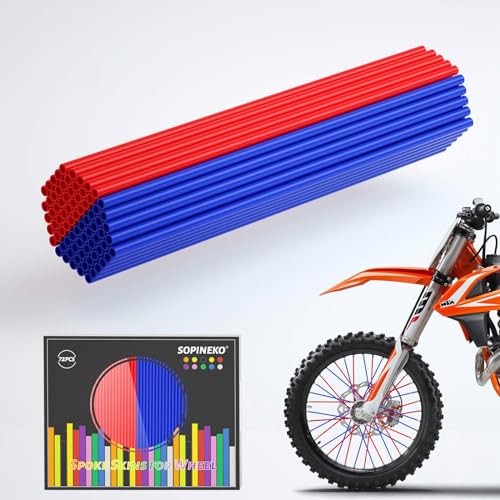 Image of 72Pcs Spoke Skins Covers Spoke Wraps Wheel Decoration for Motorcycle Bicycle Dirt Bike Wheelchair(Red & Blue)