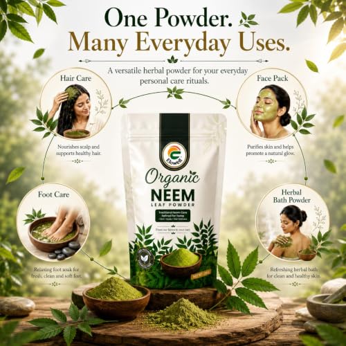 Image of Neem Powder (200g), 100% Pure Neem Leaf, Azadirachta Indica for Face Pack, Skin Care, Hair Growth, Dandruff & Internal Consumption, Traditional Household Uses, Ayurvedic Vembu