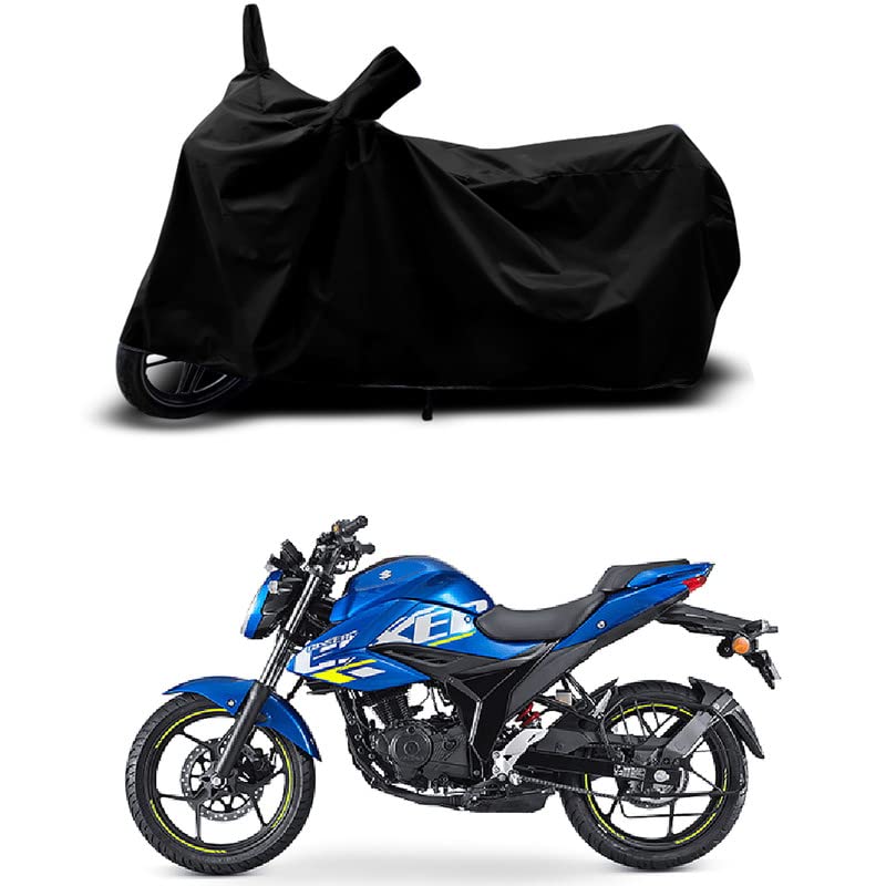 Image of 100% Scratchproof /UV-Rays /Heat Protection /Birds Dropping /Water Resistant /Dust Proof /Waterproof /Full Bike Scooty Two Wheeler Body Cover Compatible for Suzuki Gixxer All Varients[Black]