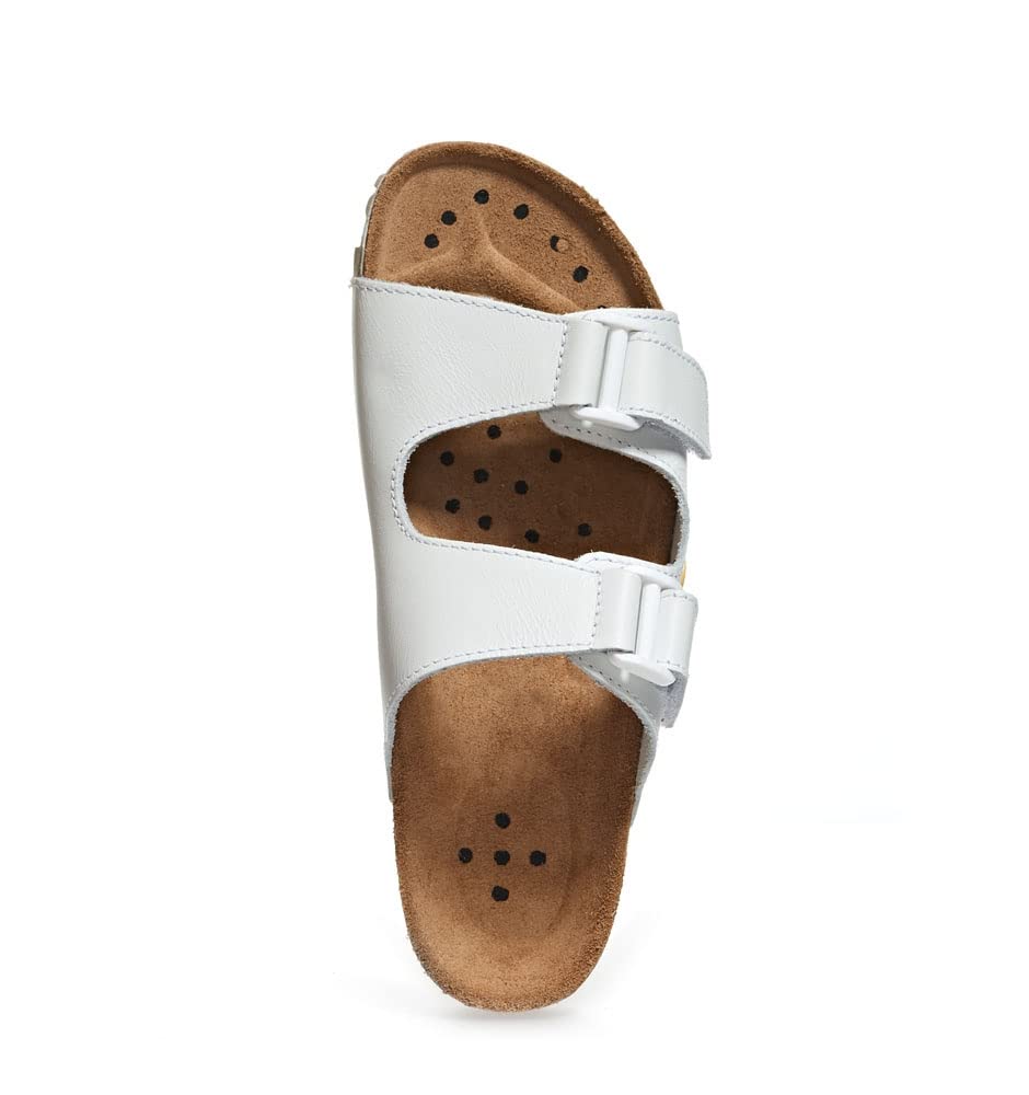 Abeba ESD Zapato de Trabajo 4080 Blanco sin Metal, Correa del Empeine, CE EN ISO 20347:2012 OB A, FO SRC Piel Lisa Blanca
