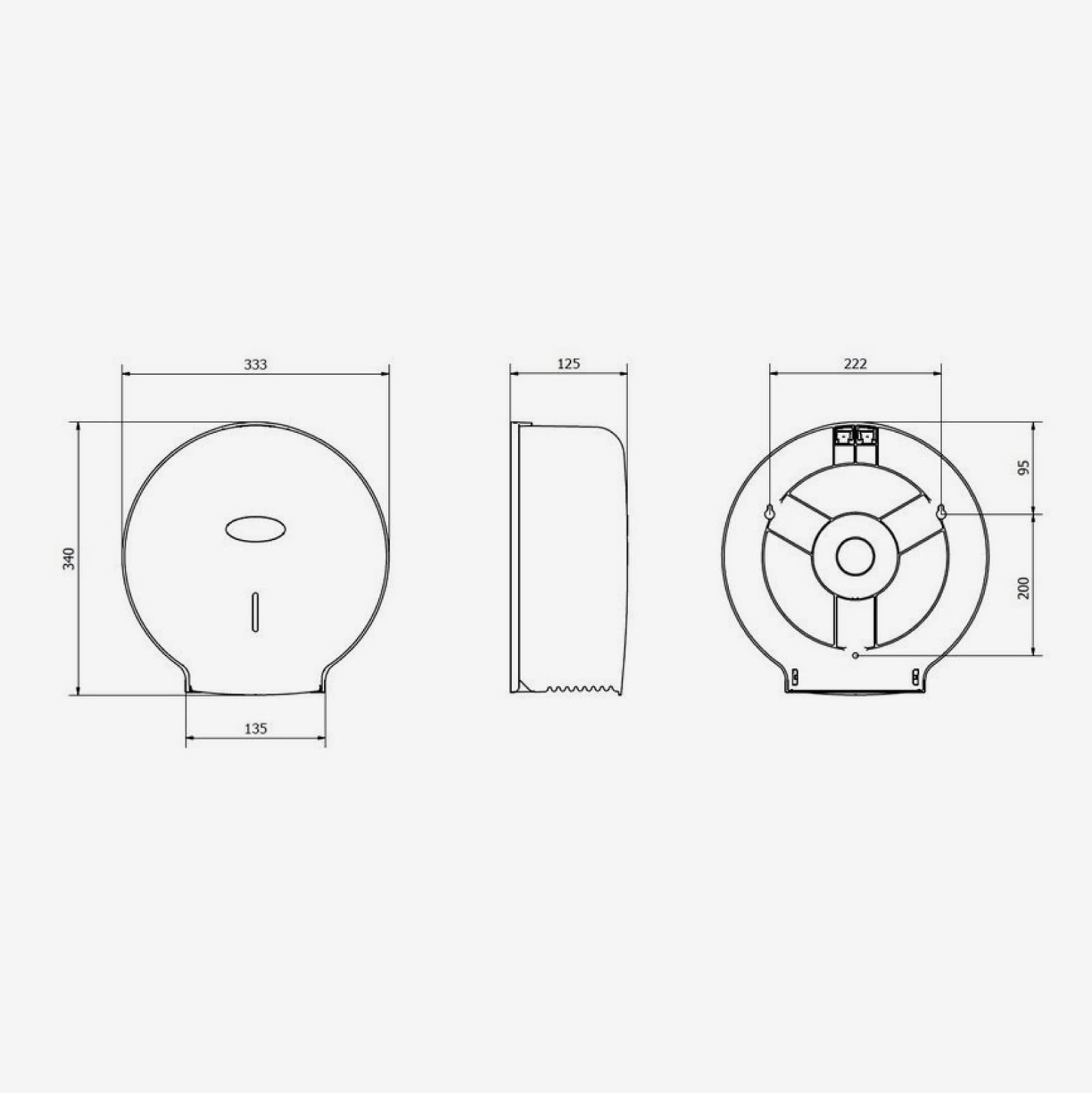 Jofel - Grand distributeur industriel de rouleaux de papier toilette, papier 400m, diamètre 260mm, mandrin 45-55mm, Idéal pour les toilettes publiques, Boîtier ABS haute qualité, Valor AE77000 Blanc