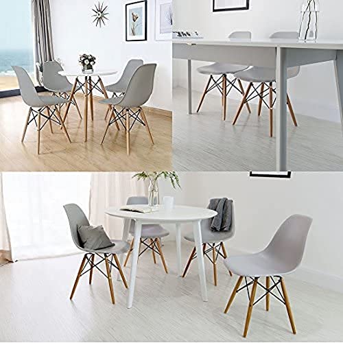 Image of Set of 4 Modern Style Mid Century Modern Dinning Room Cafe Hotel Office Wooden Legs Chair (Grey)