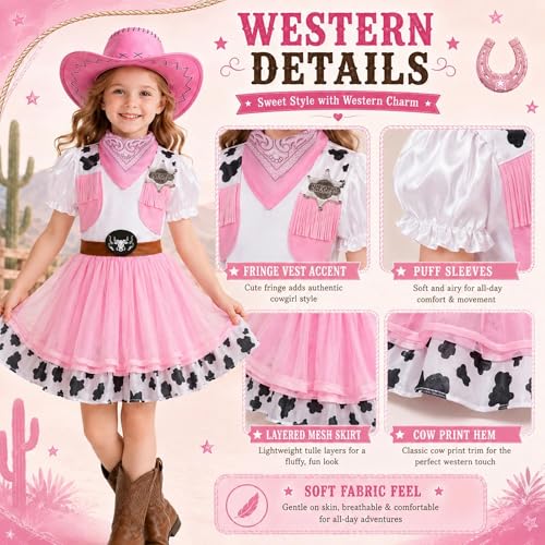 Disfraz de vaquera para niñas con sombrero talla 7-8 años miniatura 5