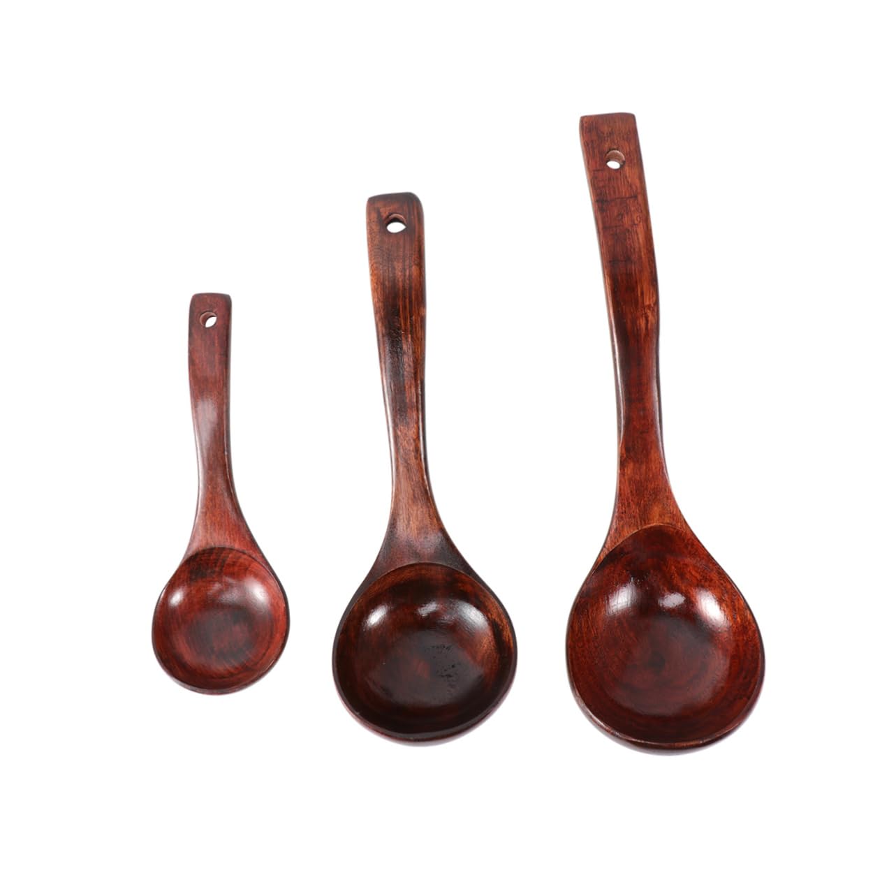 MOLUCKFU Handmade Wooden Soup Spoon Set Long Handle Ladles Stylish Sturdy Kitchen Tool