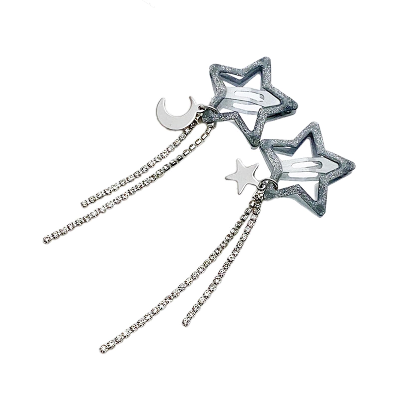 Yazhuq 1 Pair Handmade Hairpin Sparkling Fringes Hair Clip Stylish Hair Accessory Star Hair Barrette Perfect for Girls