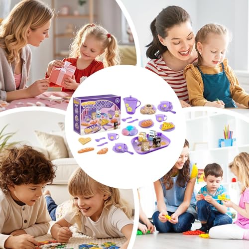 Juego de cocina para niños de imitación infantil y juego de té de 33 piezas 4
