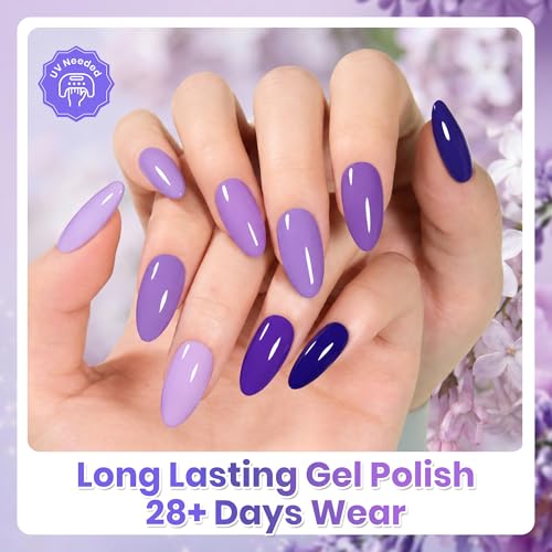 Image of Beetles Purple Gel Polish Set - Lalic Reverie Collection, Purple Blue Summer Colors Gel Trendy Colors Soak Off LED Nail Gel Manicure Kit for DIY at Home Salon | 6 purple and blue gel colors for trendy fall manicures and nail art; soak off and cure with a UV /LED lamp.