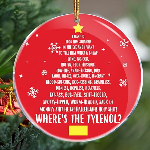 Christmas Tree Funny Christmas Vacation - Christmas Vacation Decorations Ornaments - Christmas Ornaments - Christmas Decorations - 3.6 in Acrylic Two Sided Printing - Gag Gifts - Nasty Naughty Gifts