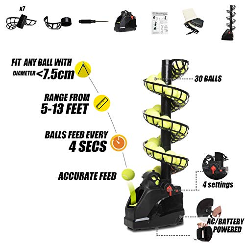 Portable Tennis Ball Machine|Ball Tosser(4lb) for Self-Play|Ball Launcher Beginners/Kids/Coaches/Home-Court|Accurate&Efficient Feed Buddy for All-Levels/Ages|AC&Battery Powered - Thumbnail 3