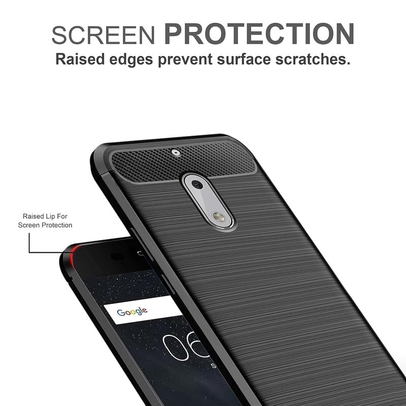 Image of Hybrid Carbon Fiber Back Case for Nokia 6 (Black)
