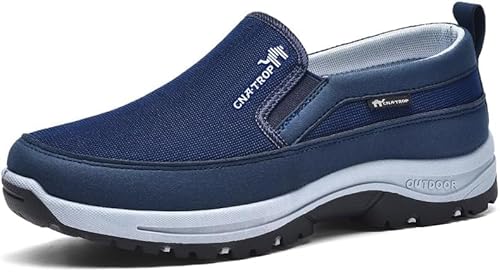 Mens Shoes, Men's Arch Support Slip-on Canvas Loafers, Running Hiking Sneakers Comfortable Hiking Loafers (Navy,12.5)