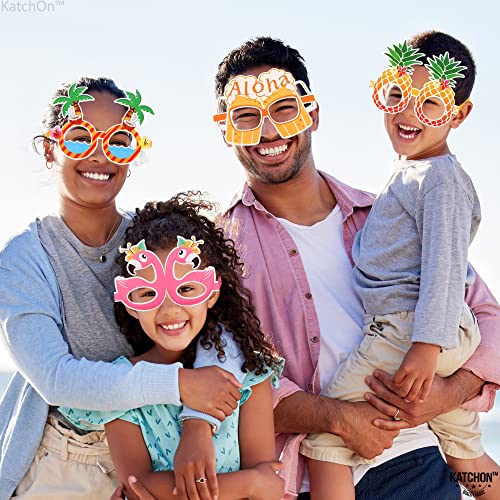 KatchOn, Luau Glasses for Luau Party Decorations - Pack of 12 | Luau Photo Booth Props, Hawaiian Party Decorations | Luau Party Glasses, Hawaiian Glasses | Luau Sunglasses, Hawaiian Party Supplies