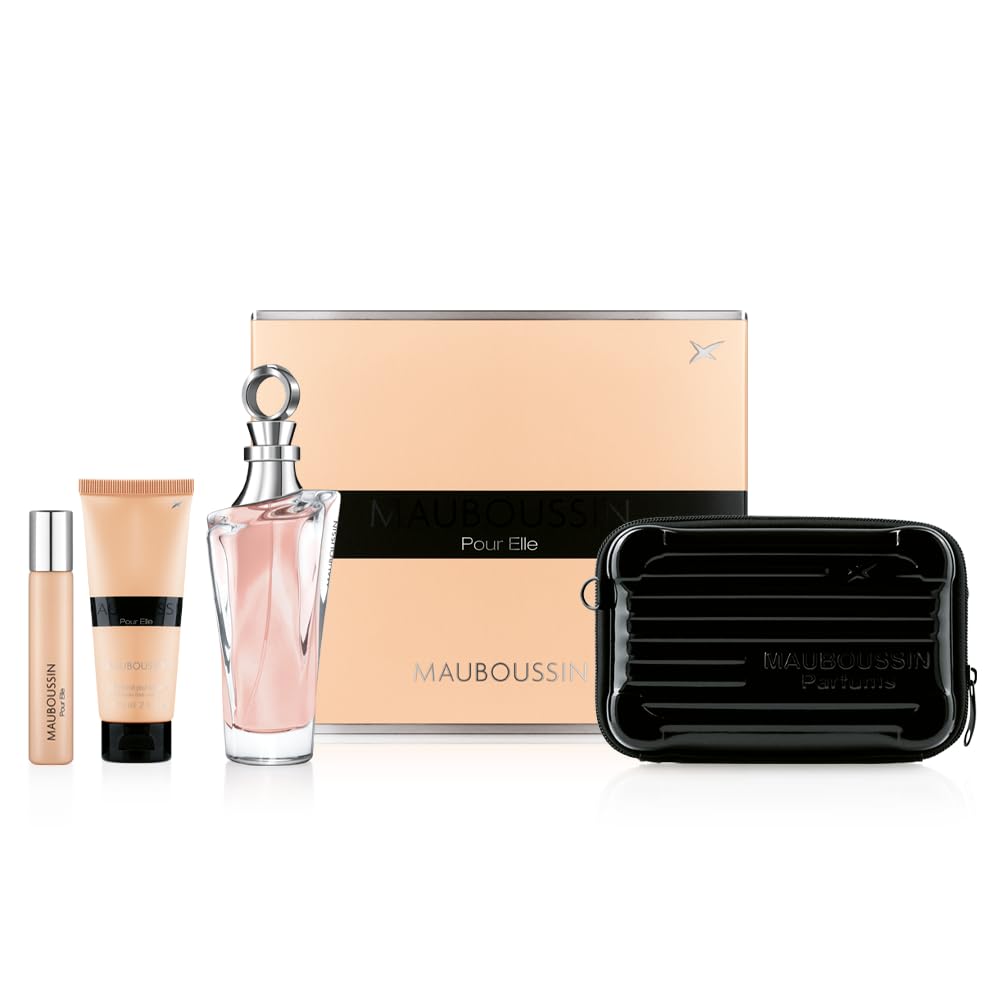Mauboussin - Coffret Prestige 2024 Pour Elle : Eau de Parfum 100ml, Lait Corps 75ml, Travel Spray 20ml & Sac Bandoulière