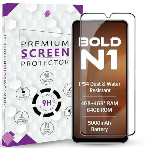 Image of Premium Tempered Glass Screen Protector Guard For Lava Bold N1 (6.75 Inch, Pack of 1) | Edge to Edge Coverage With Easy to installation kit