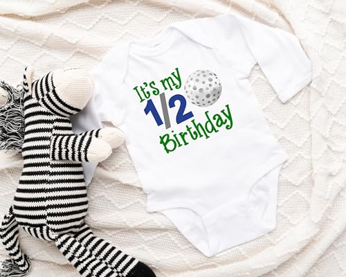 Golf It's My Half Birthday, 6 Months Bday Bodysuit, Golfing Baby Boy Halfway To One, Six Month Milestone2