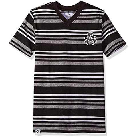 Akademiks Kids Little Boys Short Sleeve Stripe V-Neck Tee, Black/Blk, 6-L Cover