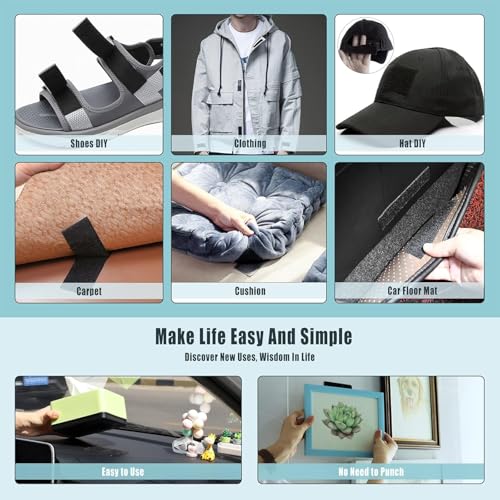Image of BONZELLA 20pcs Self Adhesive Hook and Loop Strips Tape 1x4 Inch, Mosquito Net Mounting Tapes for Home & Office, Multipurpose Double Sided Adhesive Hook & Loop Stickers for Crafting & Hanging (Black, 1in X 4in)