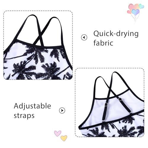 Image of Girls Tankini Swimsuit Mermaid Bathing Suits Criss-Cross Strap Adjustable Summer Beach Two Piece Swimwear Size 4-12