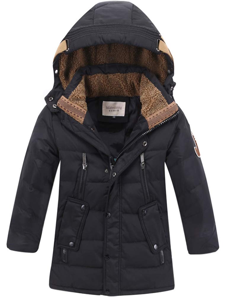 Odziezet Girls Black Boys Puffer Down Coat Kids Warm Padded Parka Hooded Jacket Winter Outwear 4-13 Years