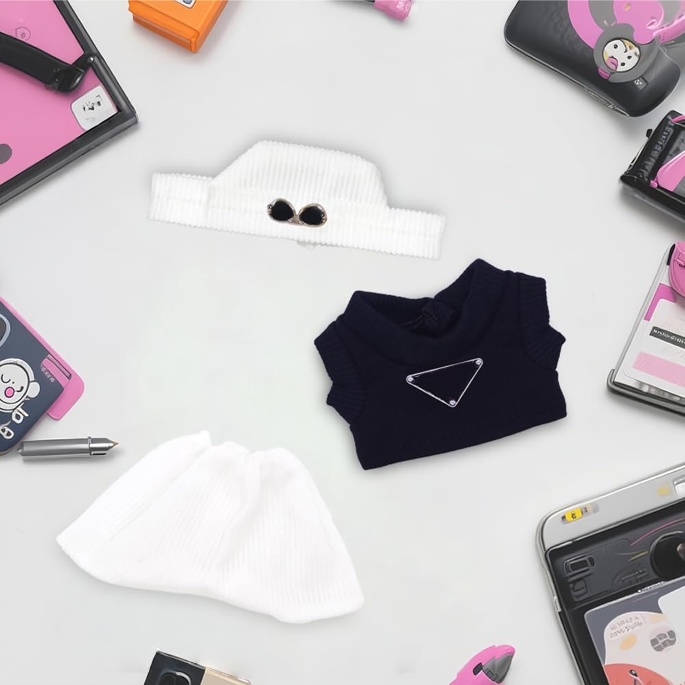 Vestiti per Bambola da 17 cm, Set Cappello e Pantaloni in Bianco e Nero, Accessori per Bambole, Regalo Perfetto per Collezionisti e Bambini